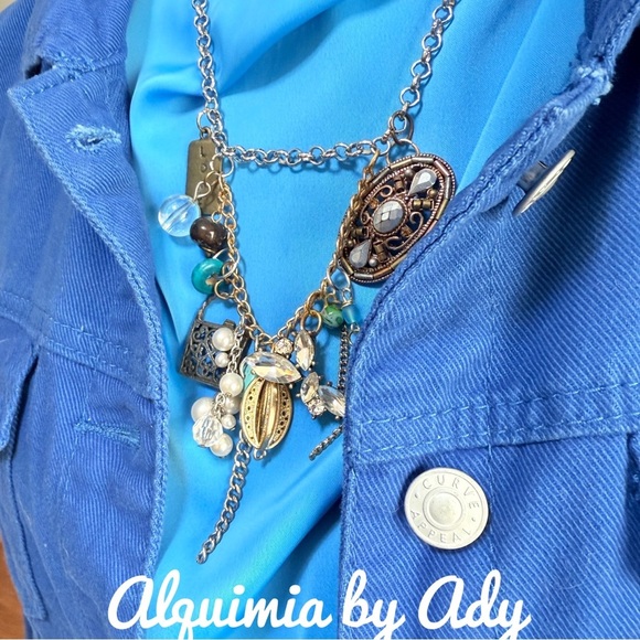 Layered turquoise charms necklace - Picture 2 of 3